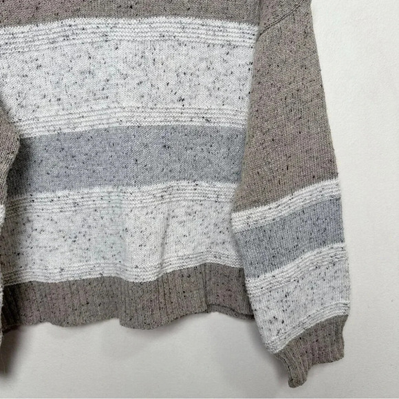 Lulus Womens  M Snuggle Season Grey Multi Striped Balloon Sleeve Sweater - Picture 6 of 13